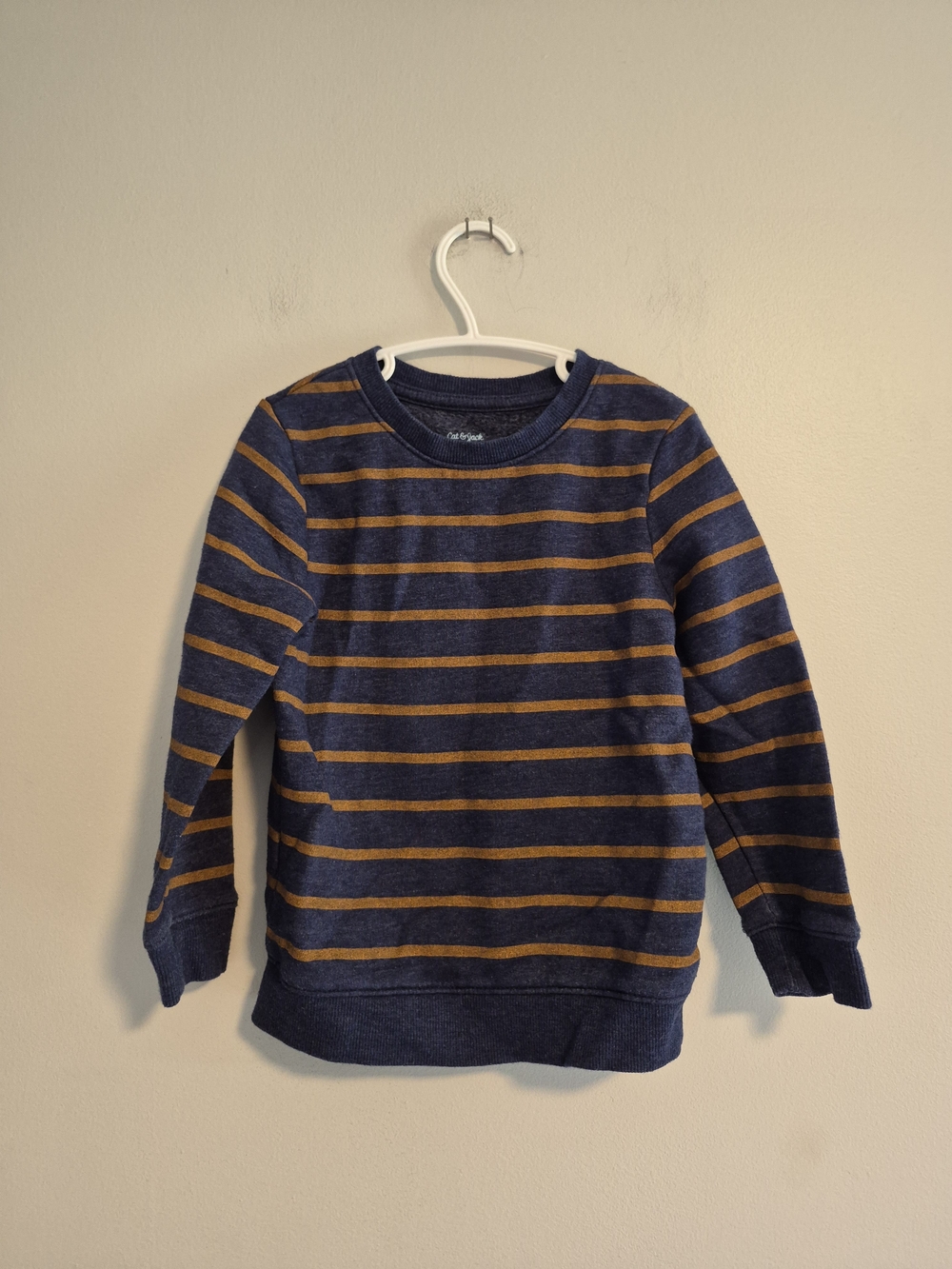 Cat & Jack 4t Navy and Brown Striped Crewneck Pullover Sweatshirt
